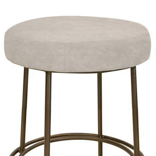 Sierra Counter Height Stool, Gray Faux Leather, Brass Metal, 24 Inch -BM331330