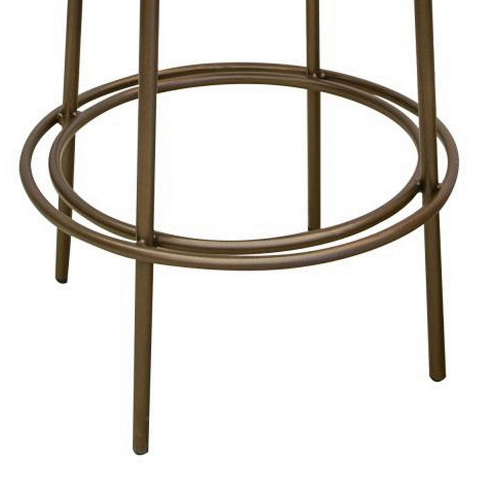 Sierra Counter Height Stool, Gray Faux Leather, Brass Metal, 24 Inch -BM331330