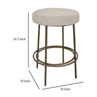 Sierra Counter Height Stool, Gray Faux Leather, Brass Metal, 24 Inch -BM331330