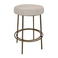 Sierra Counter Height Stool, Gray Faux Leather, Brass Metal, 24 Inch -BM331330