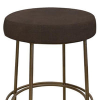 Sierra Counter Height Stool, Brown Faux Leather, Brass Metal, 24 Inch -BM331331