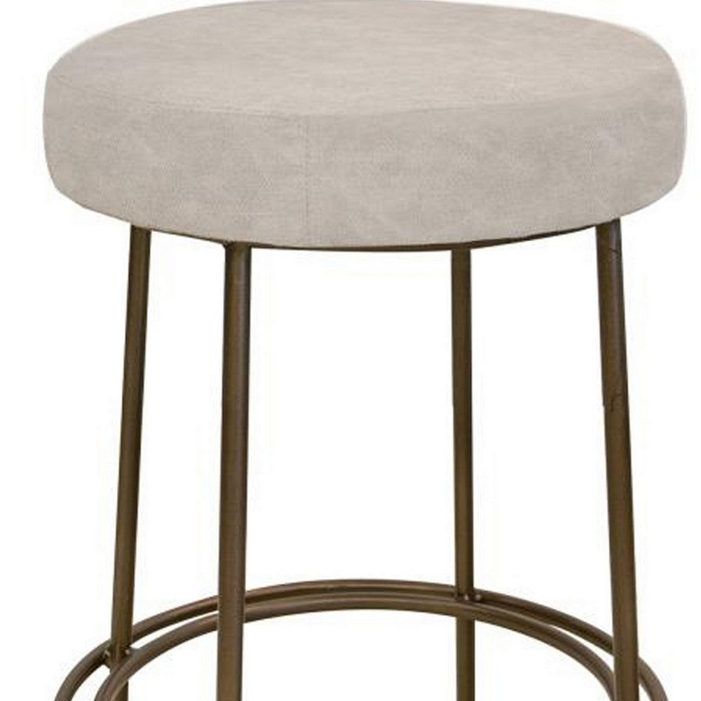 Sierra Bar Height Stool, Gray Faux Leather, Brass Metal Legs, 30 Inch -BM331332