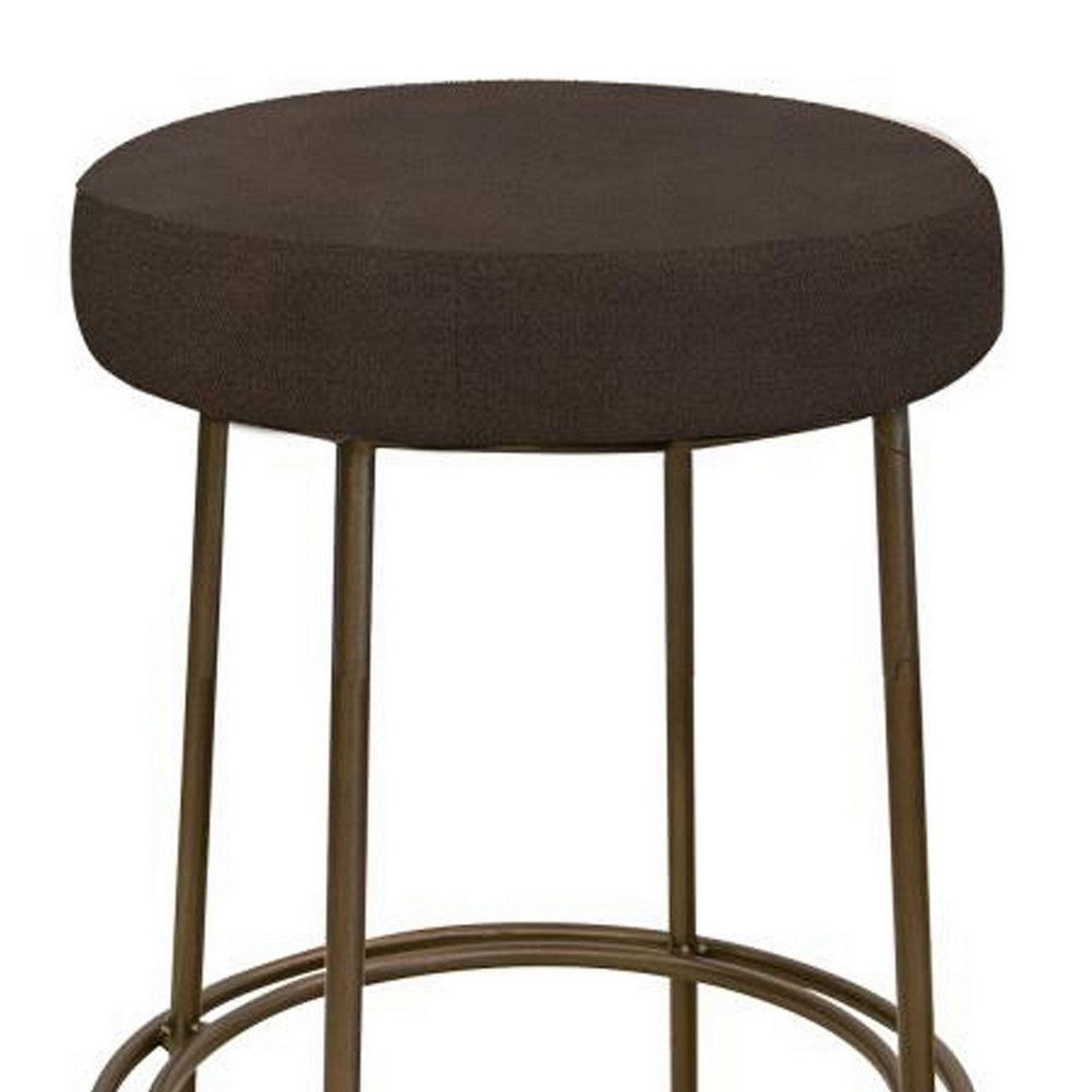 Sierra Bar Height Stool, Brown Faux Leather, Brass Metal Legs, 30 Inch -BM331333