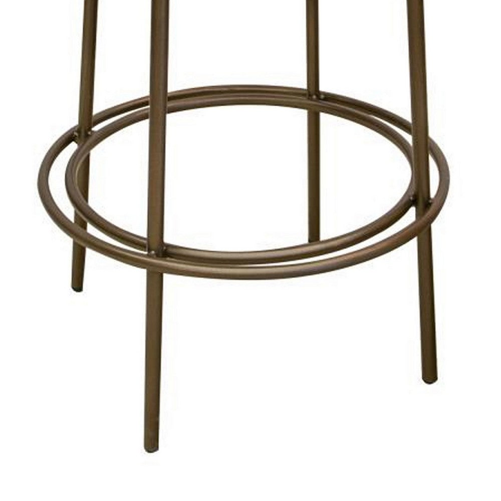 Sierra Bar Height Stool, Brown Faux Leather, Brass Metal Legs, 30 Inch -BM331333
