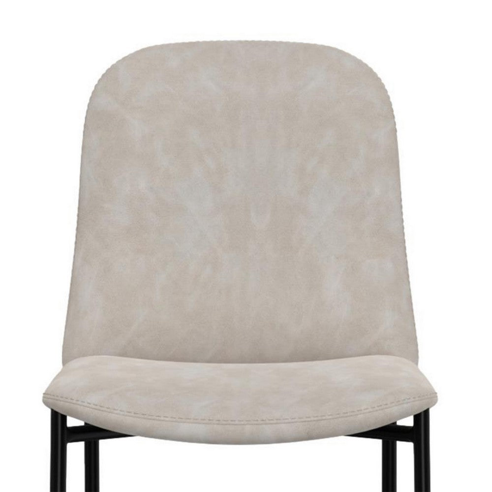 Phoebe Counter Height Chair, Gray Faux Leather, Black Metal, 24 Inch -BM331334