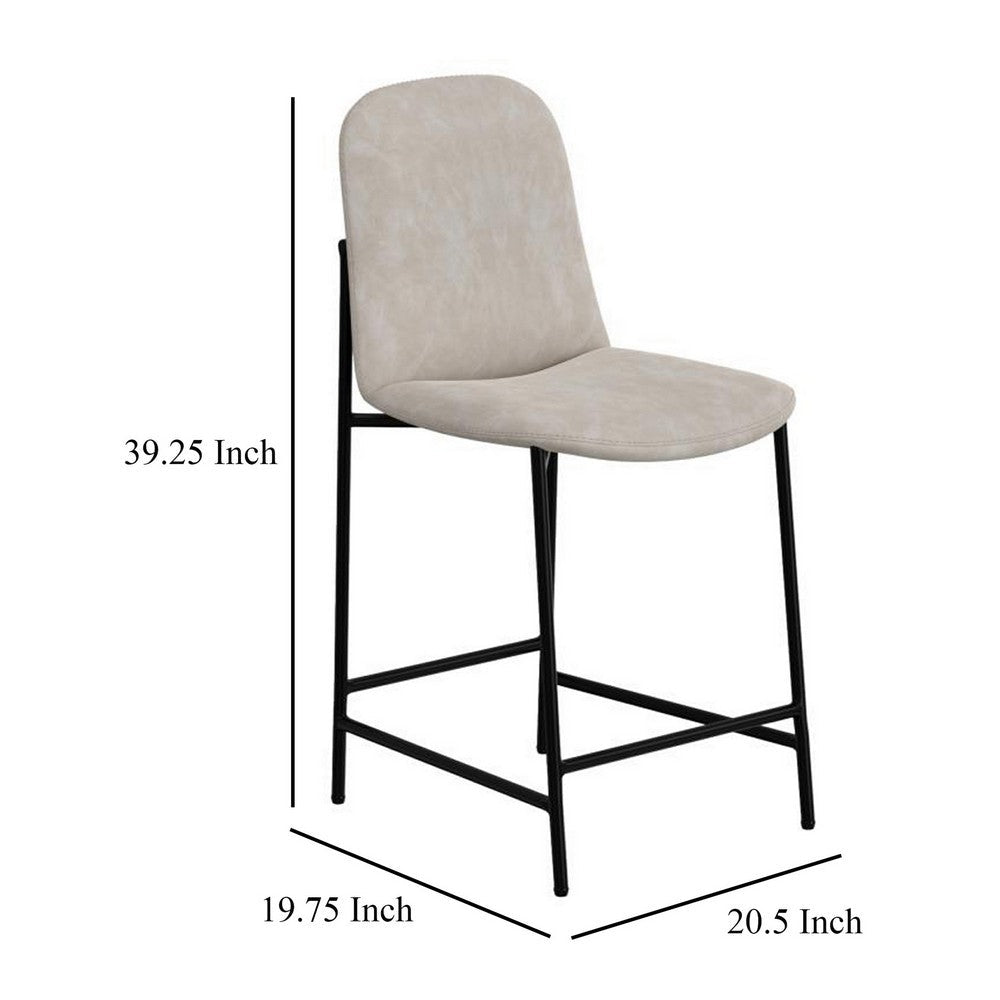 Phoebe Counter Height Chair, Gray Faux Leather, Black Metal, 24 Inch -BM331334