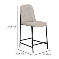 Phoebe Counter Height Chair, Gray Faux Leather, Black Metal, 24 Inch -BM331334