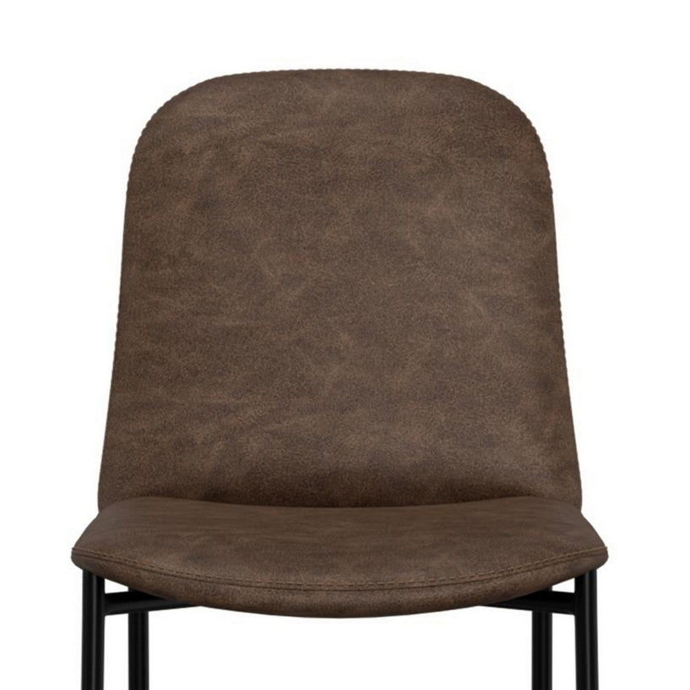Phoebe Counter Height Chair, Brown Faux Leather, Black Metal, 24 Inch -BM331335
