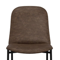 Phoebe Counter Height Chair, Brown Faux Leather, Black Metal, 24 Inch -BM331335