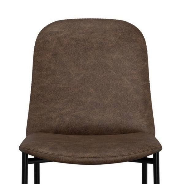 Phoebe Counter Height Chair, Brown Faux Leather, Black Metal, 24 Inch -BM331335