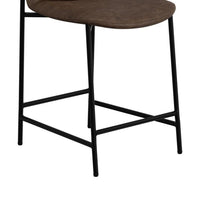 Phoebe Counter Height Chair, Brown Faux Leather, Black Metal, 24 Inch -BM331335