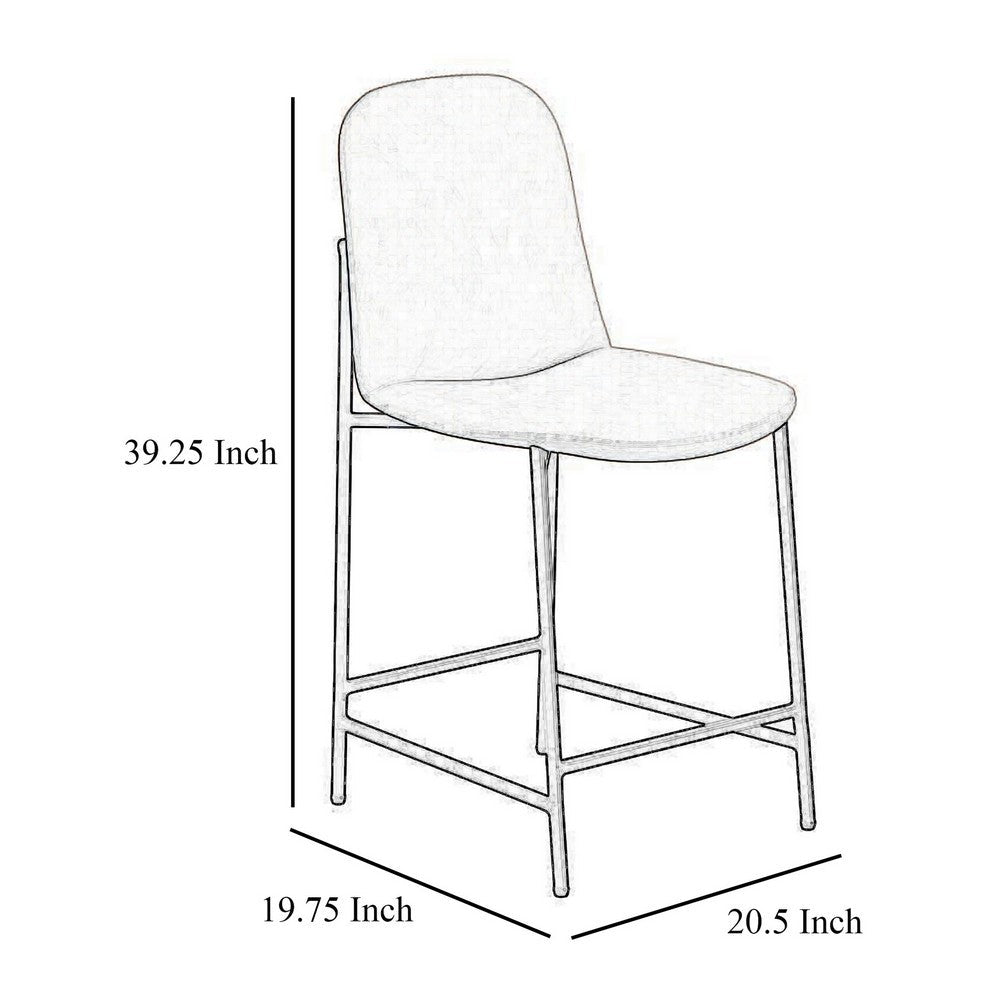 Phoebe Counter Height Chair, Brown Faux Leather, Black Metal, 24 Inch -BM331335