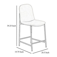 Phoebe Counter Height Chair, Brown Faux Leather, Black Metal, 24 Inch -BM331335