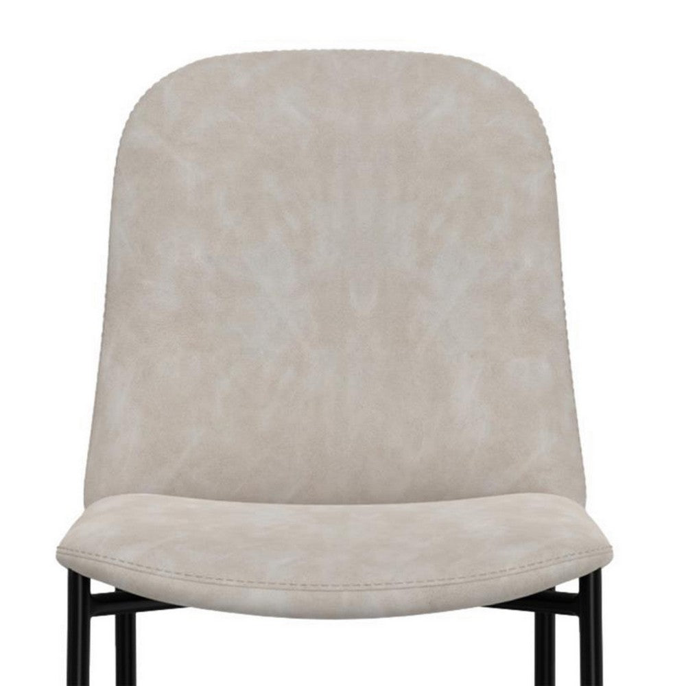 Phoebe Bar Height Chair, Gray Faux Leather, Black Metal, 30 Inch -BM331336