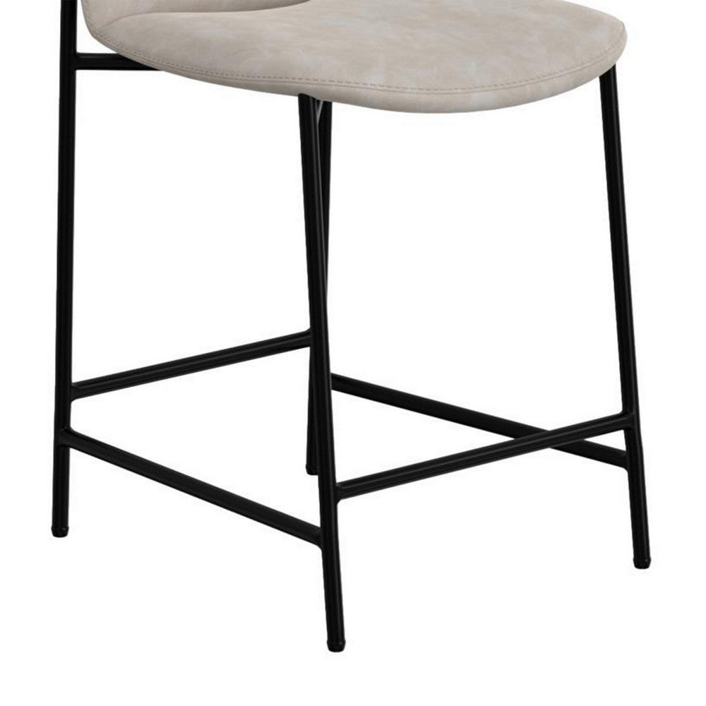 Phoebe Bar Height Chair, Gray Faux Leather, Black Metal, 30 Inch -BM331336