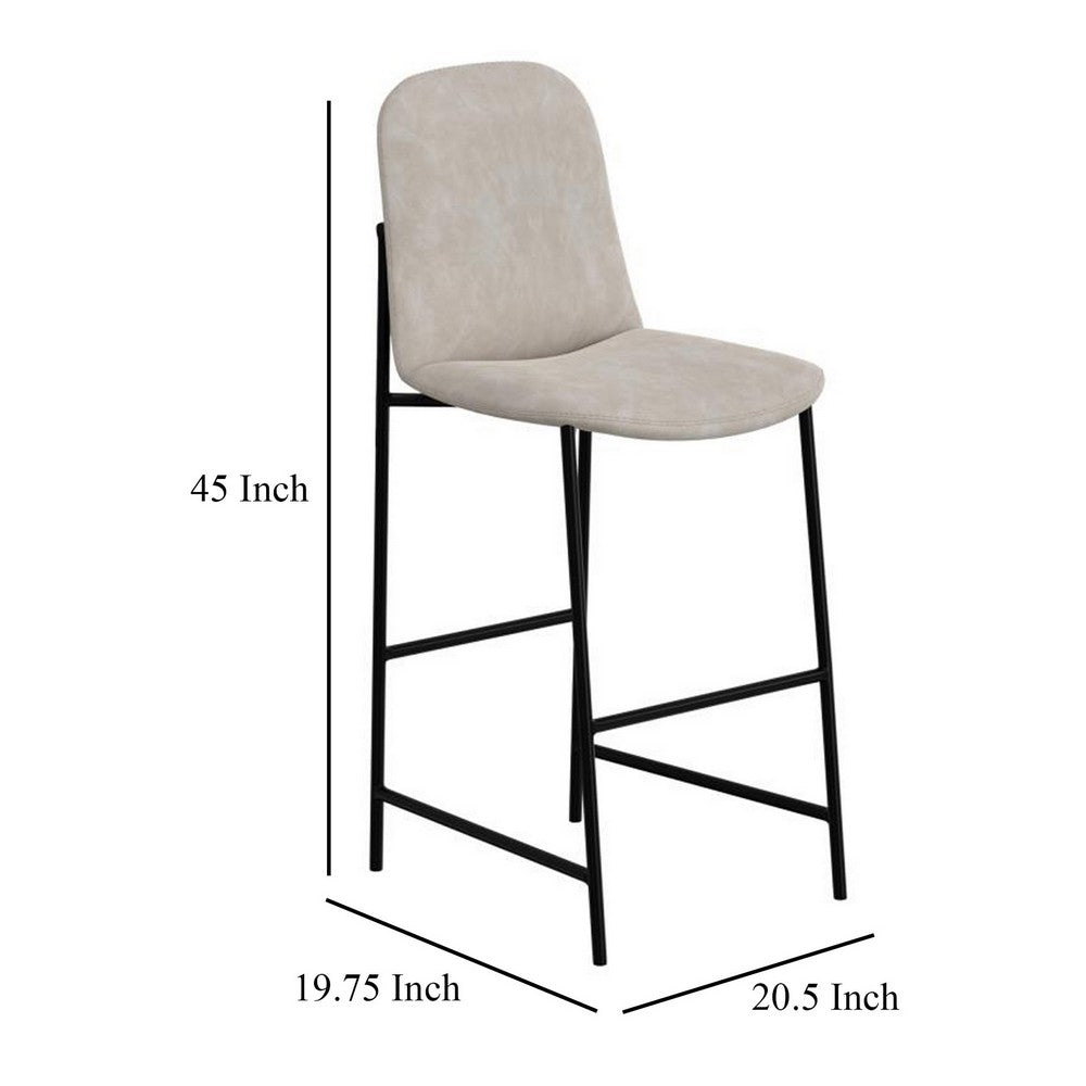Phoebe Bar Height Chair, Gray Faux Leather, Black Metal, 30 Inch -BM331336