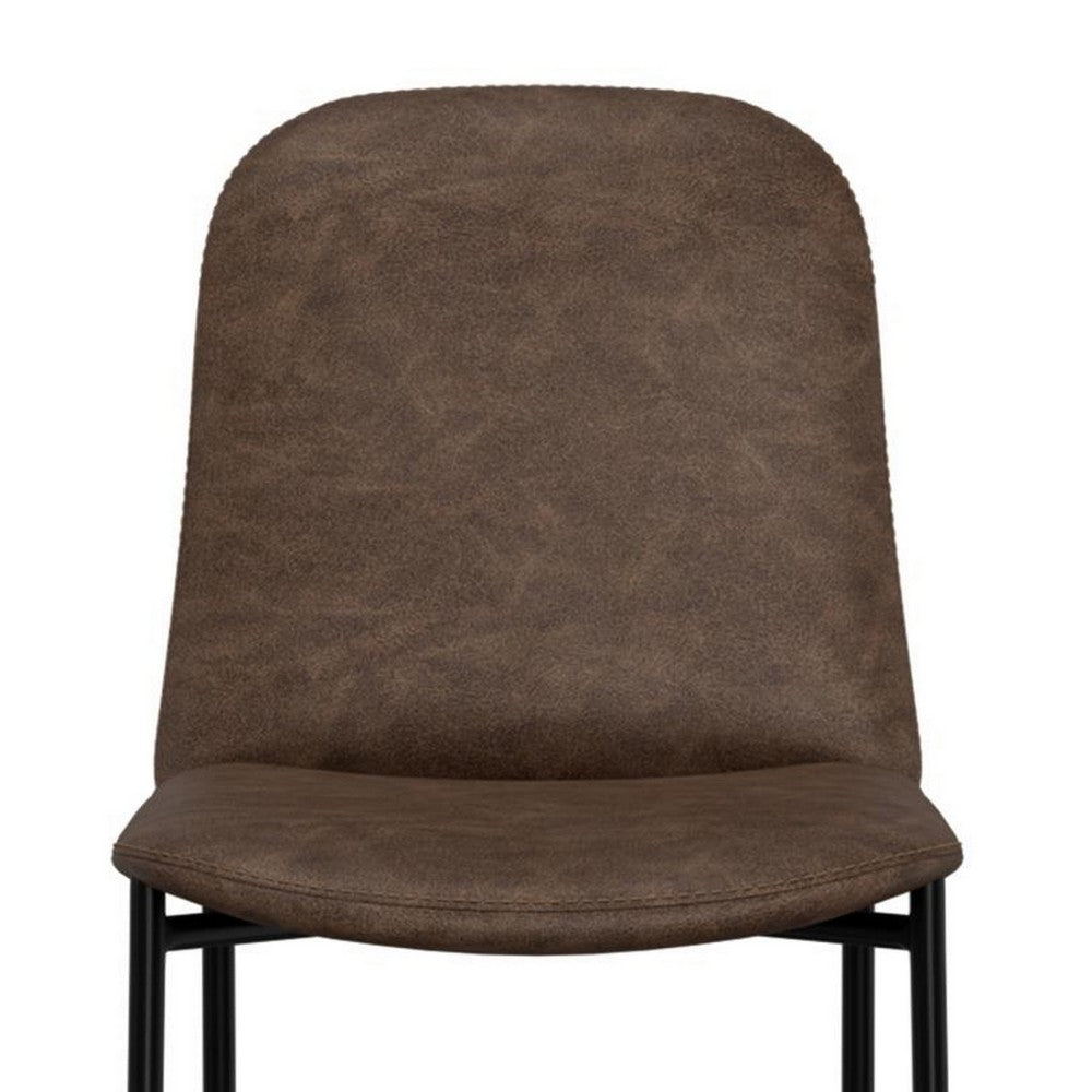 Phoebe Bar Height Chair, Brown Faux Leather, Black Metal Legs, 30 Inch -BM331337