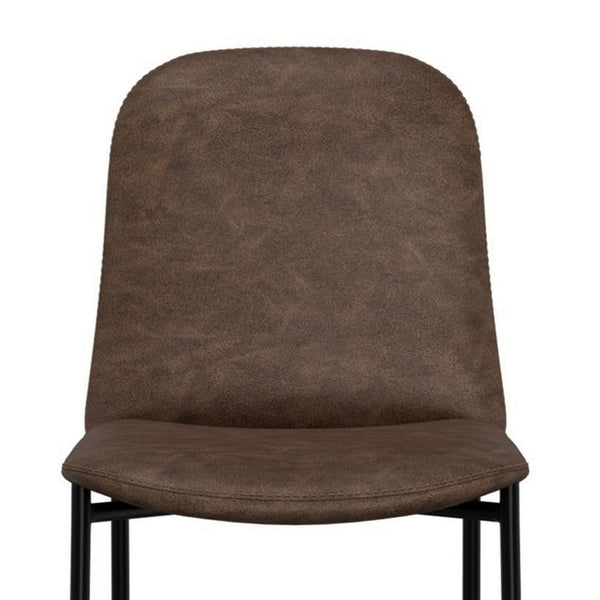 Phoebe Bar Height Chair, Brown Faux Leather, Black Metal Legs, 30 Inch -BM331337