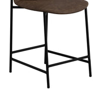Phoebe Bar Height Chair, Brown Faux Leather, Black Metal Legs, 30 Inch -BM331337