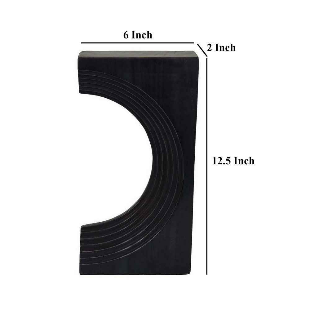 Keveny Tabletop Decor, C Arch Sculpture Texture Black Marble, 13 Inch -BM331341