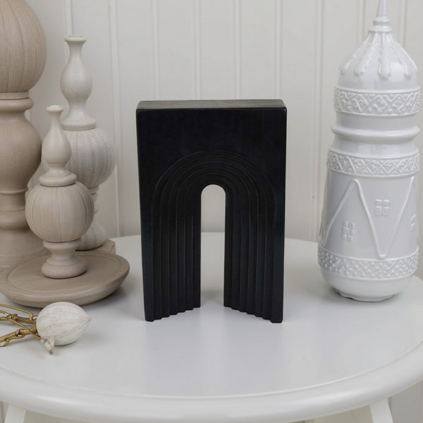 Keveny Tabletop Decor, Arched Sculpture Texture Black Marble, 11 Inch -BM331342