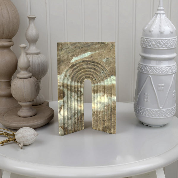 Keveny Tabletop Decor, Arch Sculpture Textured Brown Marble, 11 Inch -BM331344