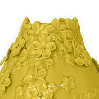 Remi Flower Vase, Decorative Yellow Ceramic w Floral Motifs, 11 Inch -BM331349