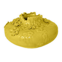 Remi Flower Vase, Decorative Yellow Ceramic w Floral Motifs, 12 Inch -BM331350