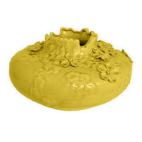Remi Flower Vase, Decorative Yellow Ceramic w Floral Motifs, 12 Inch -BM331350