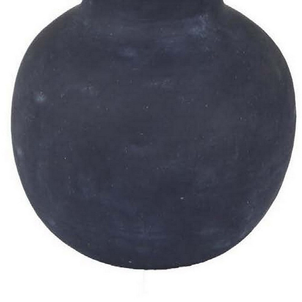 Enya Flower Vase, 3D Spike Accent Narrow Neck, Black Ceramic, 15 Inch -BM331353