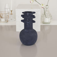Enya Flower Vase, 3D Spike Accent Narrow Neck, Black Ceramic, 15 Inch -BM331353