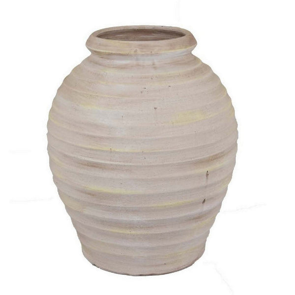 Zoya Flower Vase, Home Accent Textured Ivory Ceramic Pot, 15 Inch -BM331354