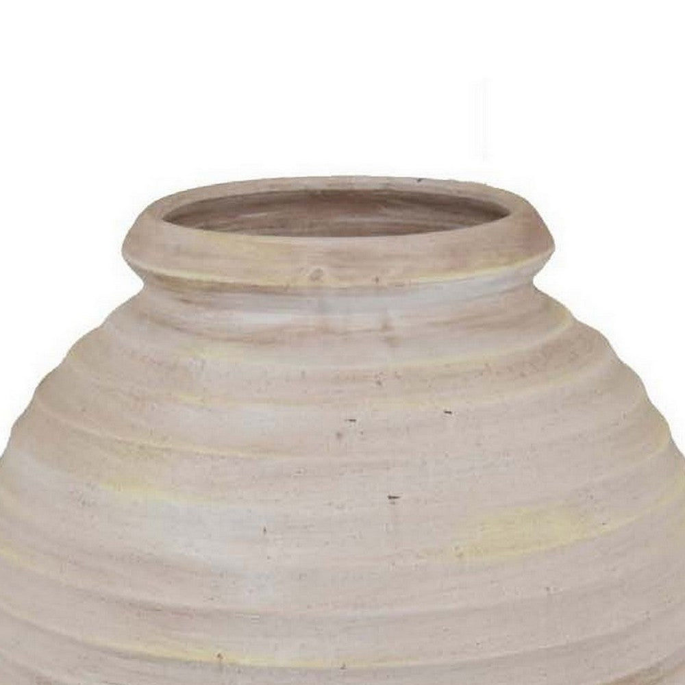 Zoya Flower Vase, Home Accent Textured Ivory Ceramic Pot, 15 Inch -BM331354