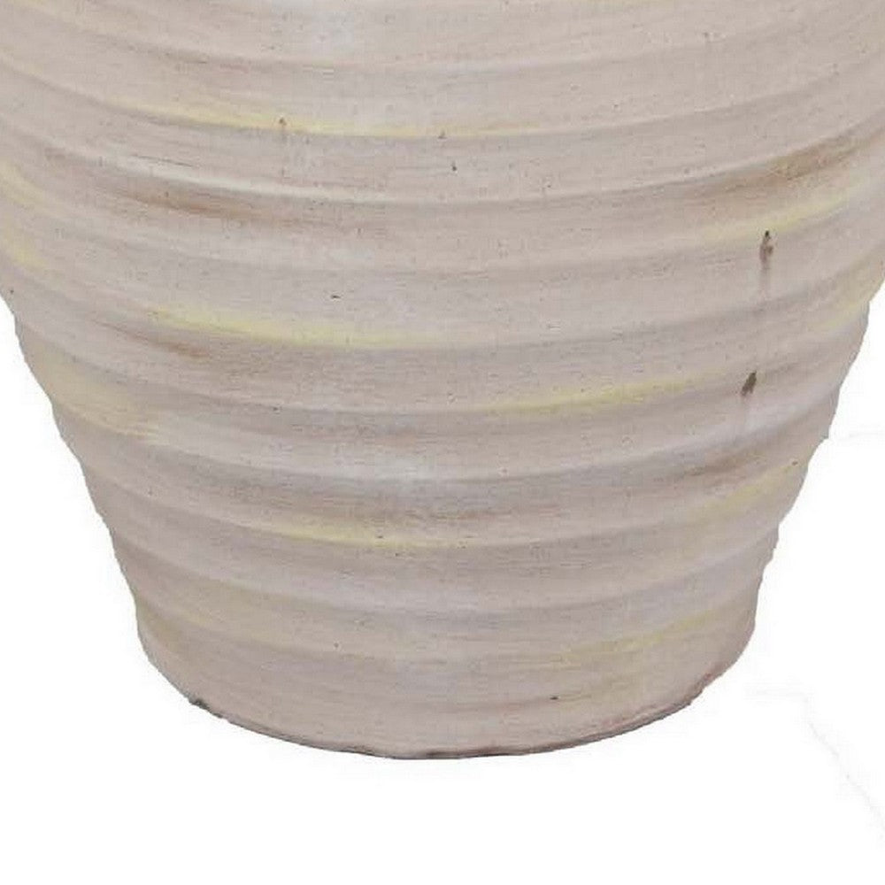 Zoya Flower Vase, Home Accent Textured Ivory Ceramic Pot, 15 Inch -BM331354