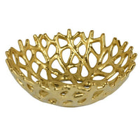 Gona Decorative Bowl, Abstract Geometric Cutout Design, Gold Ceramic -BM331356