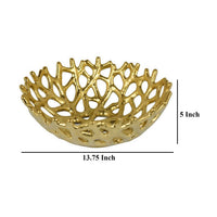 Gona Decorative Bowl, Abstract Geometric Cutout Design, Gold Ceramic -BM331356