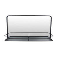 Feno Decorative Wall Mirror, 30 Inch Landscape Black Metal Frame -BM331359