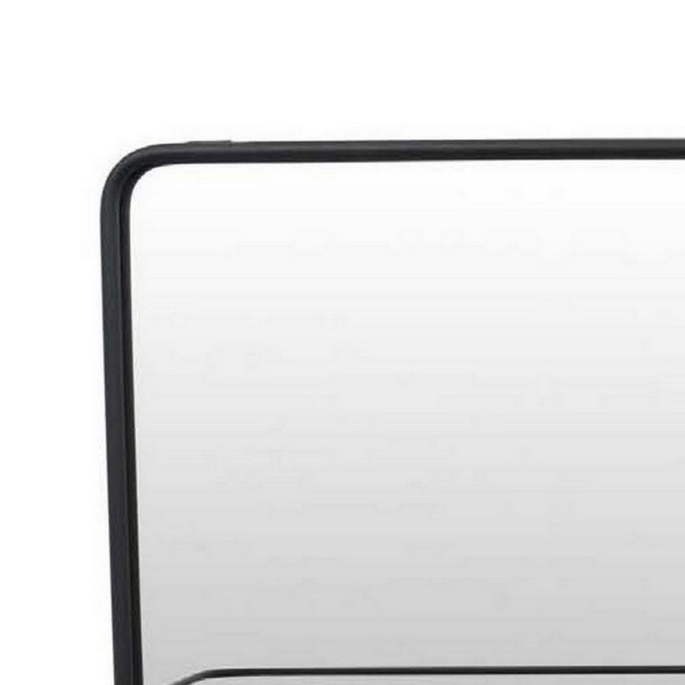 Feno Decorative Wall Mirror, 30 Inch Landscape Black Metal Frame -BM331359