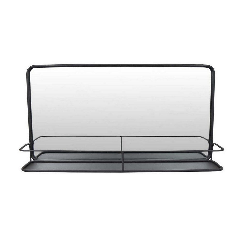 Feno Decorative Wall Mirror, 30 Inch Landscape Black Metal Frame -BM331359