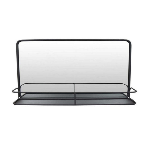 Feno Decorative Wall Mirror, 30 Inch Landscape Black Metal Frame -BM331359