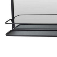 Feno Decorative Wall Mirror, 30 Inch Landscape Black Metal Frame -BM331359