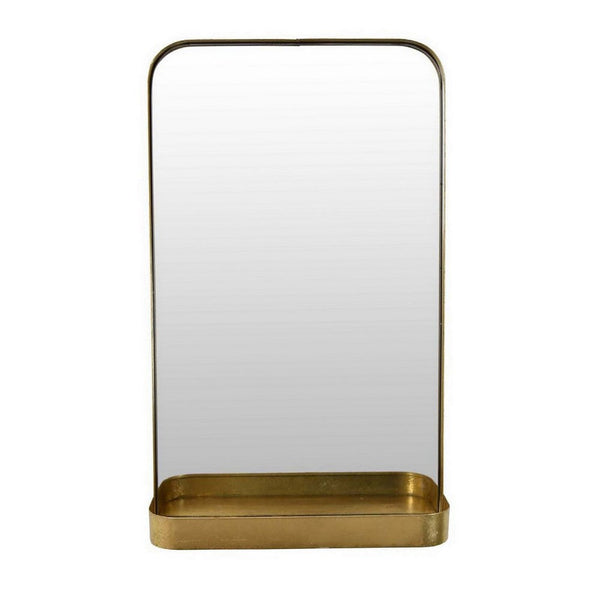 Feno Decorative Wall Mirror w Rack, Portrait Style 30 Inch Gold Metal -BM331360