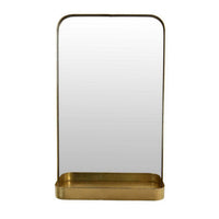 Feno Decorative Wall Mirror w Rack, Portrait Style 30 Inch Gold Metal -BM331360