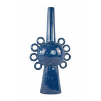 Kary Flower Vase, Unique 3D Aesthetic, Narrow 23 Inch Blue Ceramic -BM331364