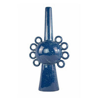 Kary Flower Vase, Unique 3D Aesthetic, Narrow 23 Inch Blue Ceramic -BM331364