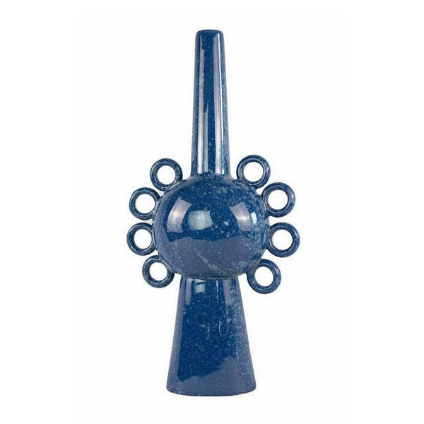 Kary Flower Vase, Unique 3D Aesthetic, Narrow 23 Inch Blue Ceramic -BM331364