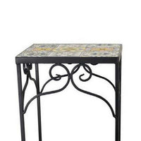 Plant Stand Table Set of 3, Metal Square Mosaic Pattern Top, Colorful -BM331385