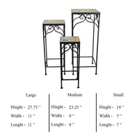 Plant Stand Table Set of 3, Metal Square Mosaic Pattern Top, Colorful -BM331385