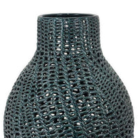 Fila Decorative Vase, 20 Inch Braided Cut Out Ceramic Body, Teal Green -BM331388
