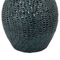 Fila Decorative Vase, 20 Inch Braided Cut Out Ceramic Body, Teal Green -BM331388